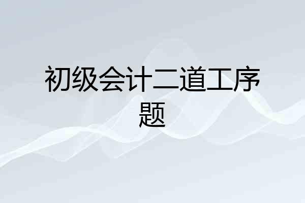 初级会计二道工序题
