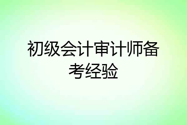 初级会计审计师备考经验