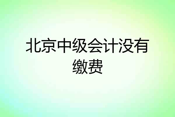 北京中级会计没有缴费