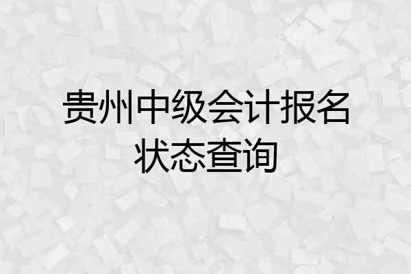 贵州中级会计报名状态查询