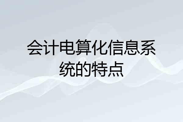 会计电算化信息系统的特点