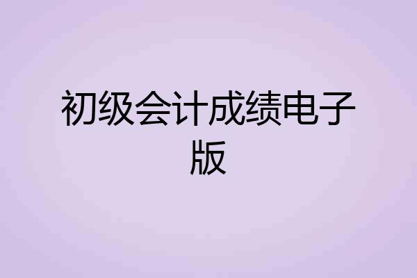 初级会计成绩电子版