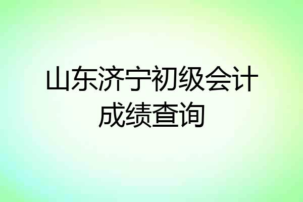 山东济宁初级会计成绩查询
