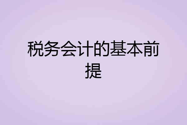 税务会计的基本前提