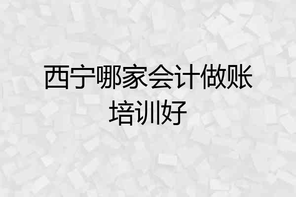 西宁哪家会计做账培训好
