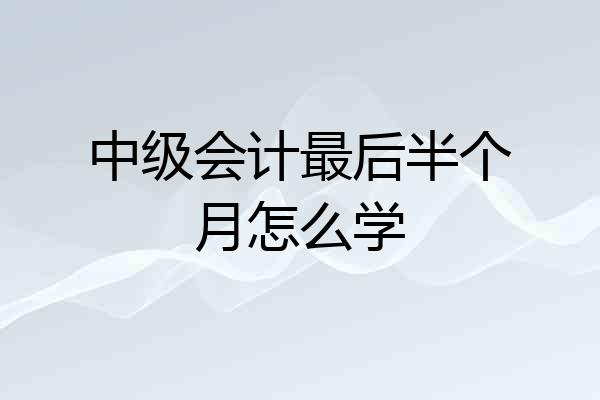 中级会计最后半个月怎么学