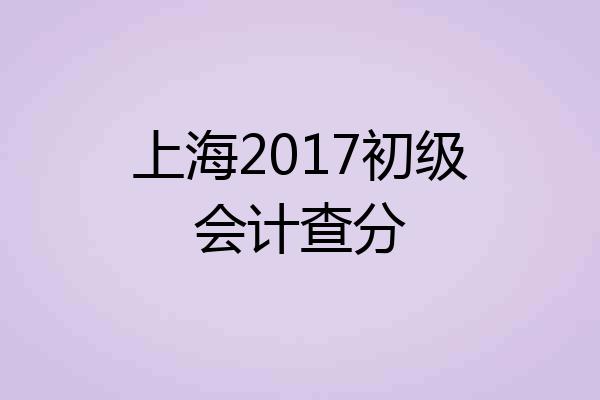 上海2017初级会计查分