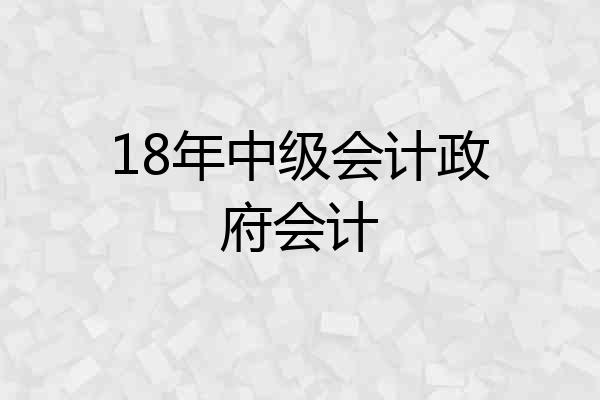 18年中级会计政府会计