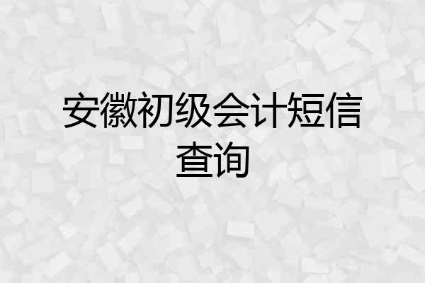 安徽初级会计短信查询
