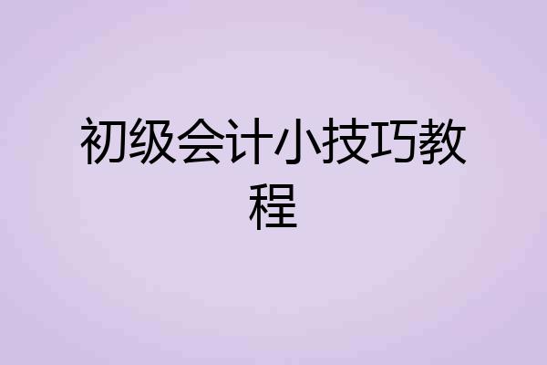 初级会计小技巧教程