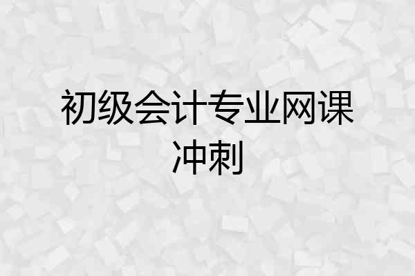 初级会计专业网课冲刺