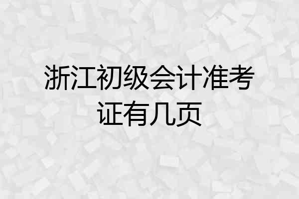 浙江初级会计准考证有几页