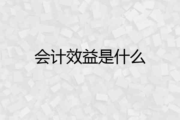 会计效益是什么