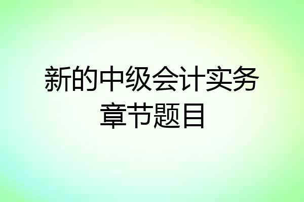 新的中级会计实务章节题目