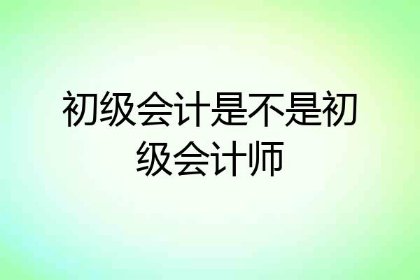 初级会计是不是初级会计师