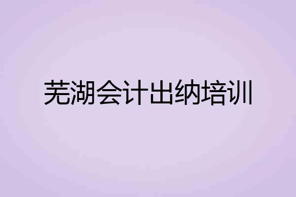 芜湖会计出纳培训