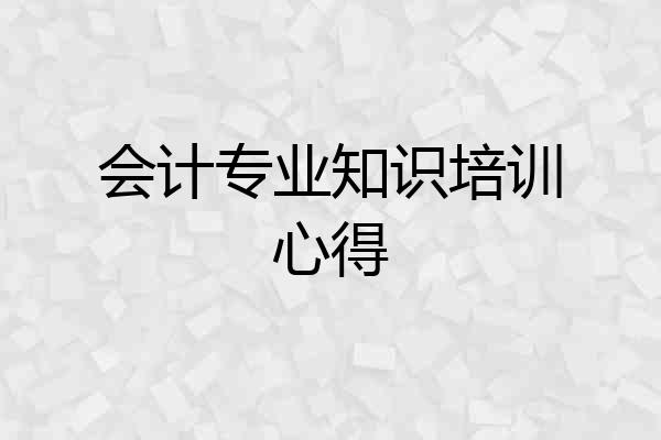 会计专业知识培训心得