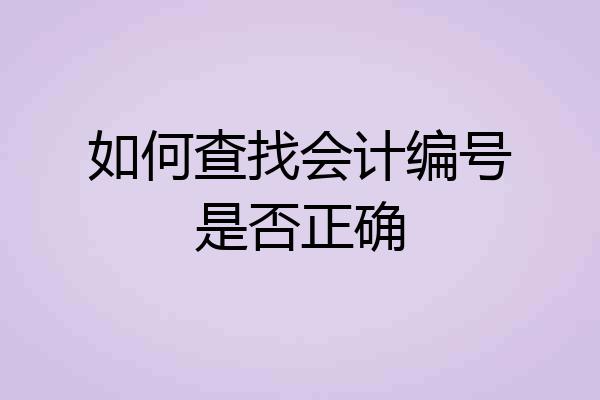 如何查找会计编号是否正确