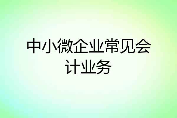 中小微企业常见会计业务