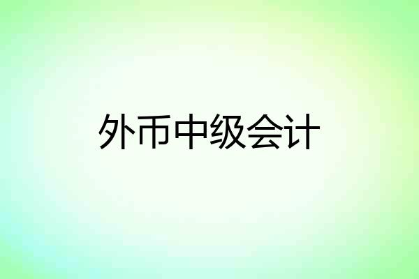 外币中级会计