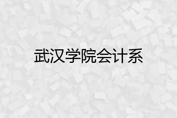 武汉学院会计系