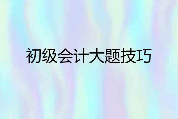 初级会计大题技巧