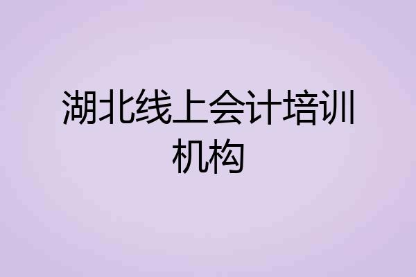 湖北线上会计培训机构
