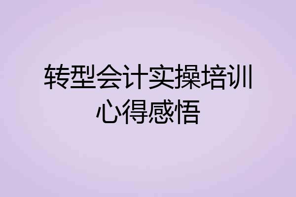 转型会计实操培训心得感悟