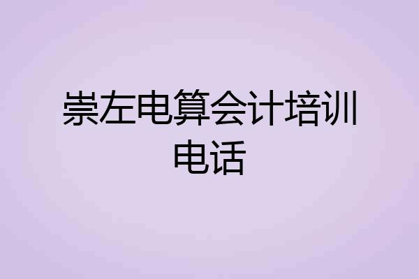 崇左电算会计培训电话