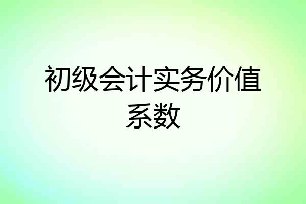 初级会计实务价值系数