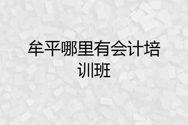 牟平哪里有会计培训班