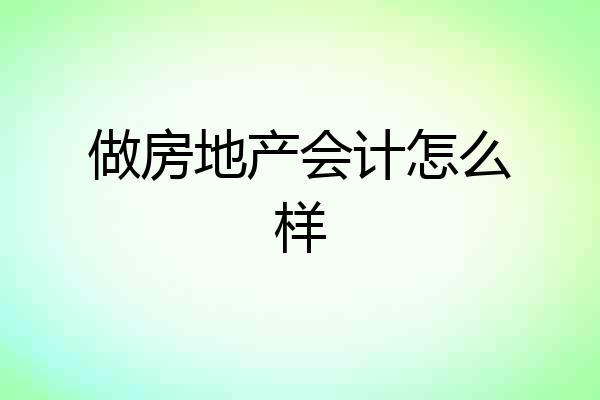 做房地产会计怎么样