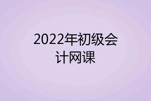 2022年初级会计网课