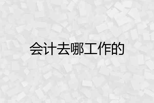 会计去哪工作的
