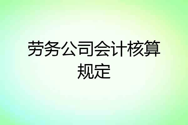 劳务公司会计核算规定