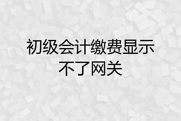 初级会计缴费显示不了网关