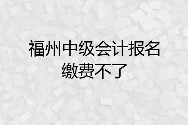 福州中级会计报名缴费不了