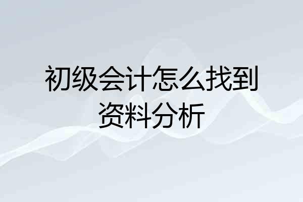 初级会计怎么找到资料分析