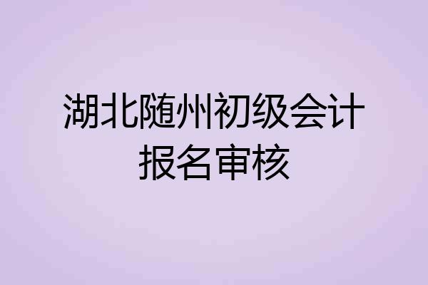 湖北随州初级会计报名审核