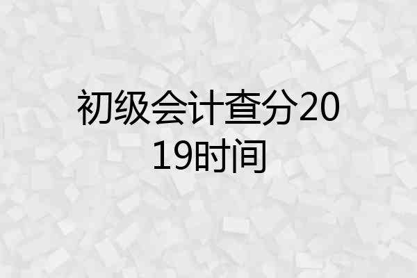 初级会计查分2019时间