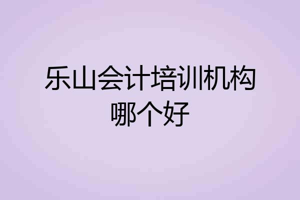 乐山会计培训机构哪个好