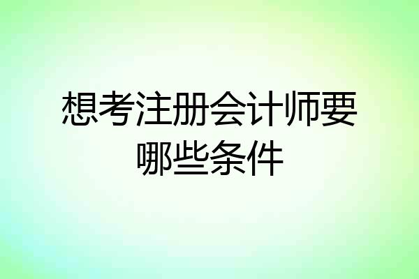 想考注册会计师要哪些条件