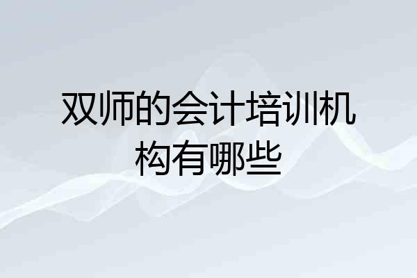 双师的会计培训机构有哪些