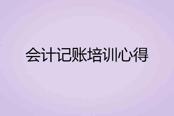会计记账培训心得