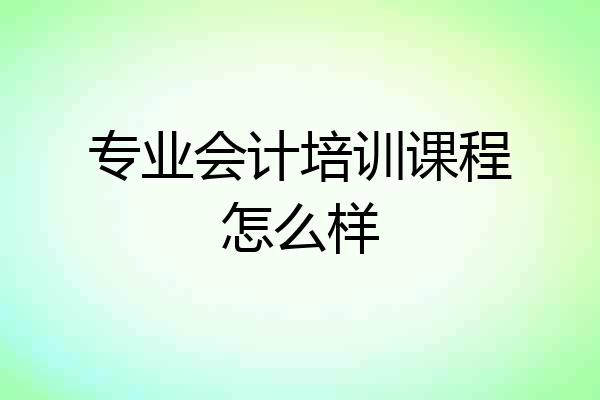 专业会计培训课程怎么样