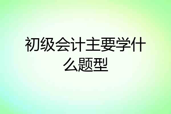 初级会计主要学什么题型