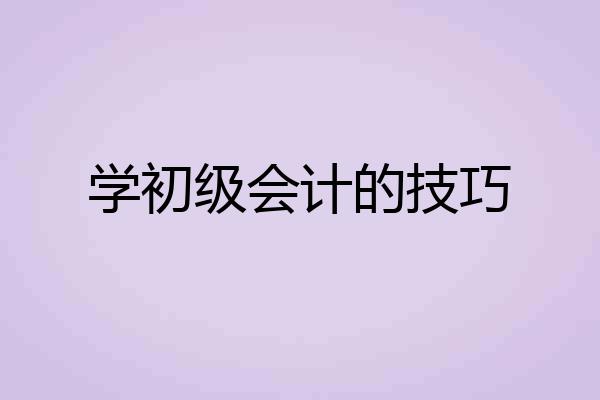学初级会计的技巧