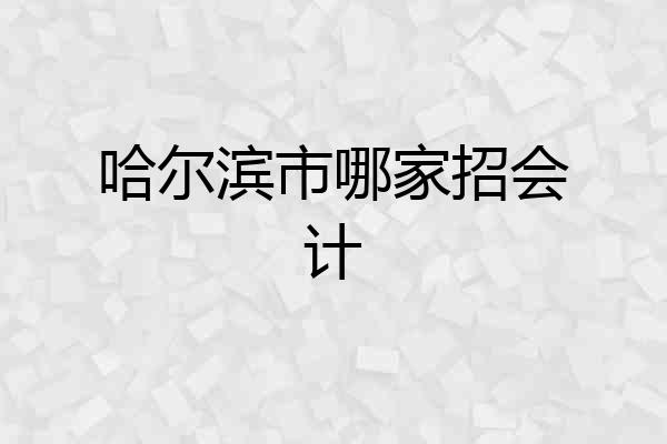 哈尔滨市哪家招会计