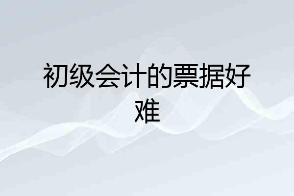 初级会计的票据好难