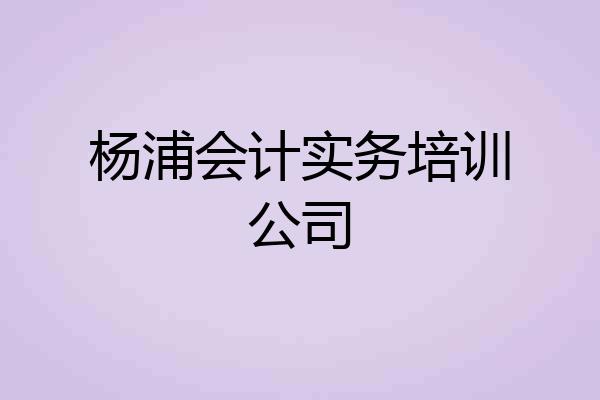 杨浦会计实务培训公司